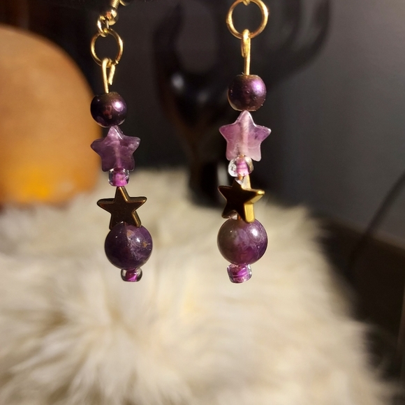 New Amethyst crystal earrings - Picture 3 of 4